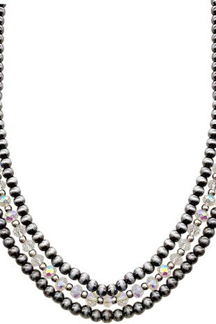 Western Navajo Pearl Crystal Bead Necklace