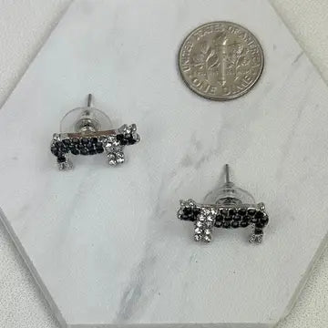 Black Rhinestone Pig Stud Earrings