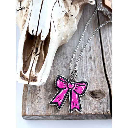 Pink Bow Necklace