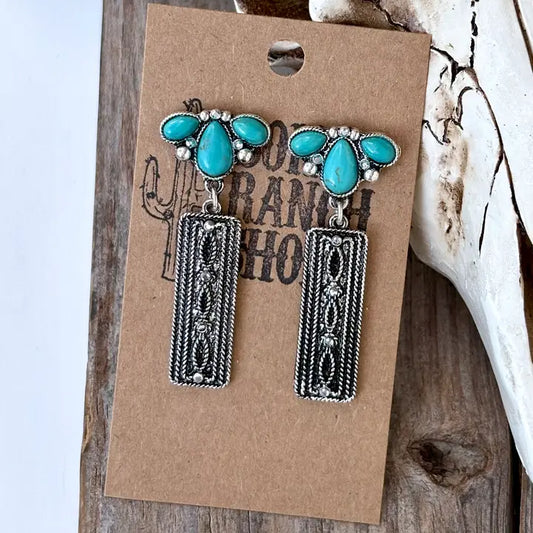 Turquoise Stone Stud Dangle Earring