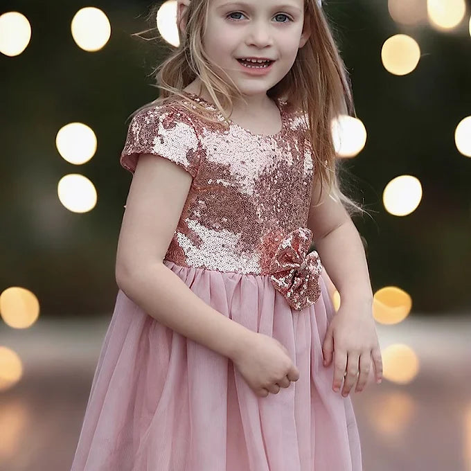 Kids Sequin dress with tulle bottom