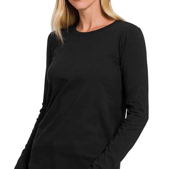 Cotton Crew Neck Long Sleeve Tshirt