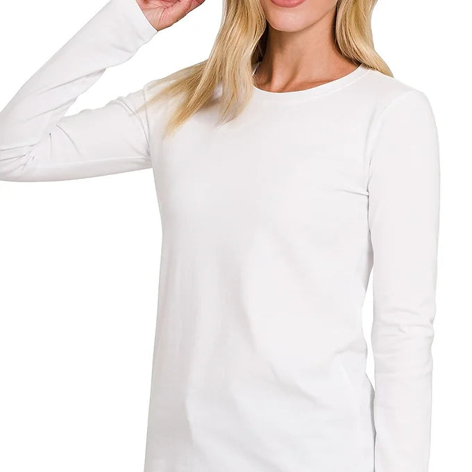 Cotton Crew Neck Long Sleeve Tshirt