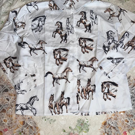 Long Sleeve Horse Button Up