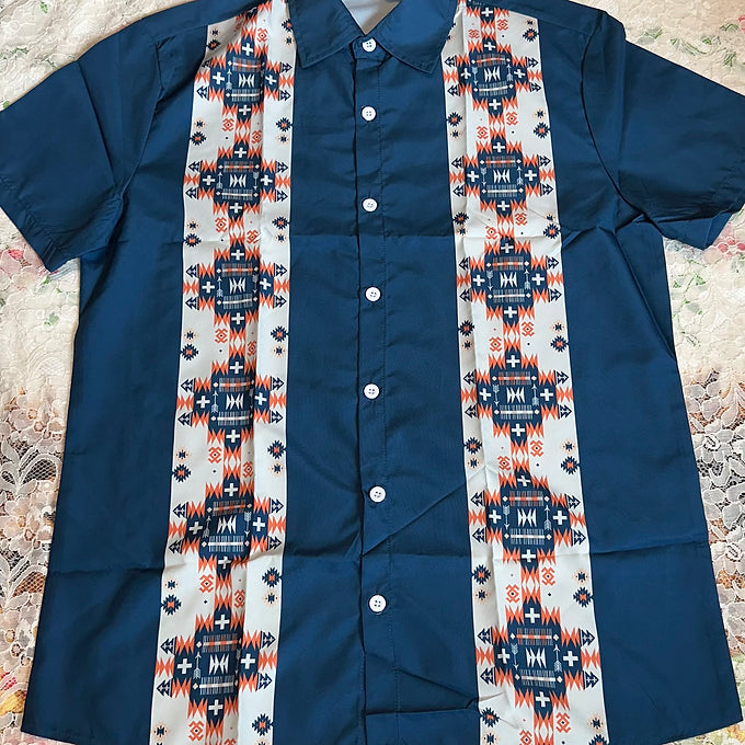 Men's Navy Blue Hawaiian Shirt
